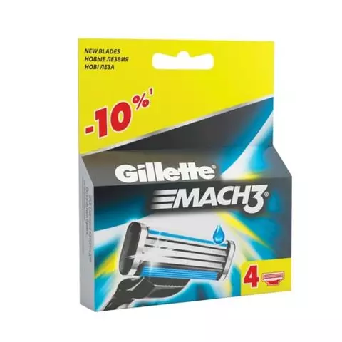 Сменные кассеты для бритья 4 шт. GILLETTE (Жиллет) "Mach3" для мужчин