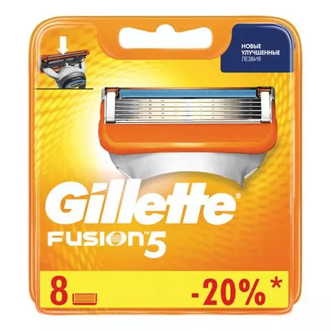 Сменные кассеты для бритья 8 шт. GILLETTE (Жиллет) "Fusion" для мужчин