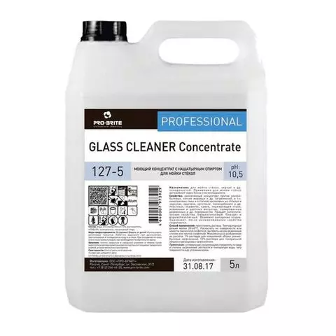Средство для мытья стекол и зеркал 5 л. PRO-BRITE GLASS CLEANER концентрат