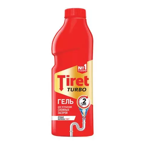 Средство для прочистки канализационных труб 1 л. TIRET (Тирет) "Turbo" гель