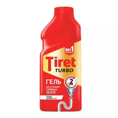 Средство для прочистки канализационных труб 500 мл. TIRET (Тирет) "Turbo" гель