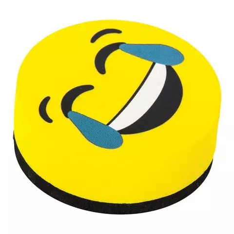Стиратели магнитные для магнитно-маркерной доски Юнландия "Смайлик" 50 мм. комплект 4 шт. желтые с рисунком