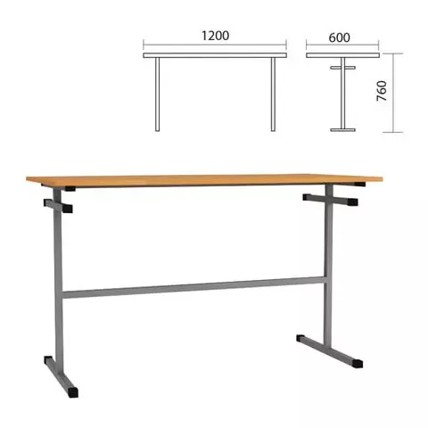 Стол для столовых 1200х600х760 мм. рост 6 серый каркас ДСП/пластик цвет бук