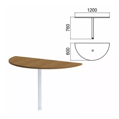 Стол приставной полукруг "Арго" 1200х600 мм. без опоры орех