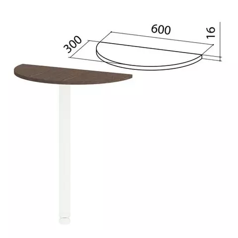 Стол приставной полукруг "Канц" 600х300х750 мм. без опоры цвет венге