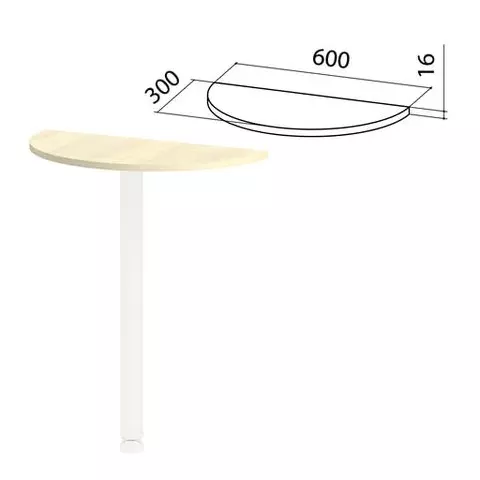 Стол приставной полукруг "Канц" 600х300х750 мм. без опоры цвет дуб молочный