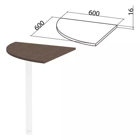 Стол приставной угловой "Канц" 600х600х750 мм. без опоры цвет венге