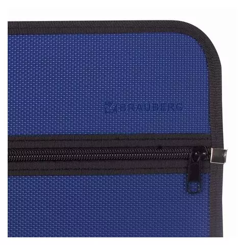 Сумка пластиковая Brauberg А4+ 390х315х70 мм. на молнии внешний карман фактура бисер синяя
