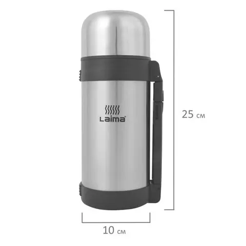 Термос Laima классический с узким горлом 12 л. нержавеющая сталь пластиковая ручка