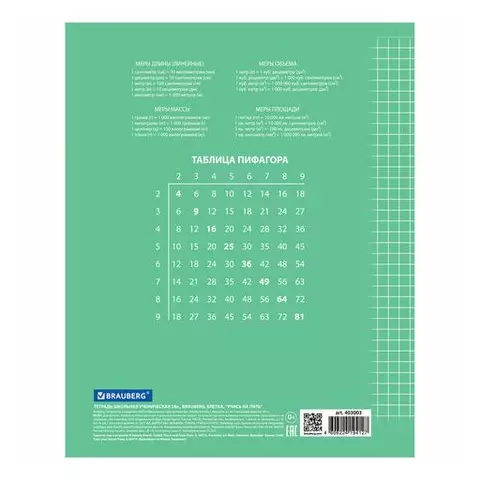 Тетрадь 24 л. Brauberg ЭКО "5-КА" клетка обложка плотная мелованная бумага зеленая