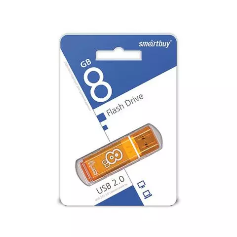 Флеш-диск 8 GB Smartbuy Glossy USB 2.0 оранжевый