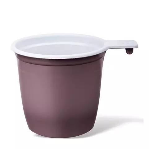 Чашка одноразовая для чая и кофе 200 мл. комплект 50 шт. пластик бело-коричневые ПП Laima