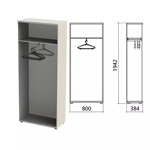 Шкаф (каркас) для одежды "Этюд" 800х384х1942 мм. серый