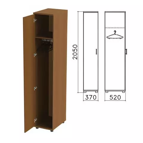 Шкаф для одежды "Монолит" 370х520х2050 мм. цвет орех гварнери