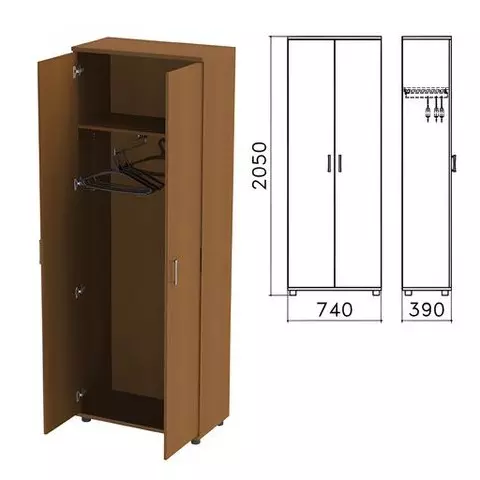 Шкаф для одежды "Монолит" 740х390х2050 мм. цвет орех гварнери