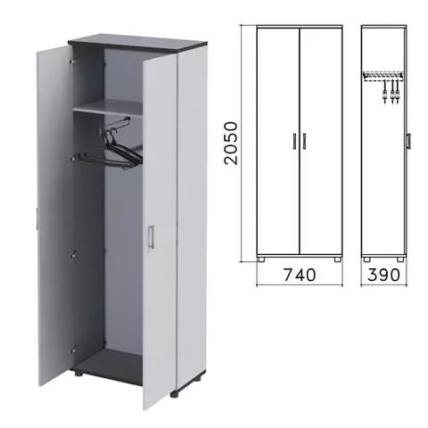 Шкаф для одежды "Монолит" 740х390х2050 мм. цвет серый