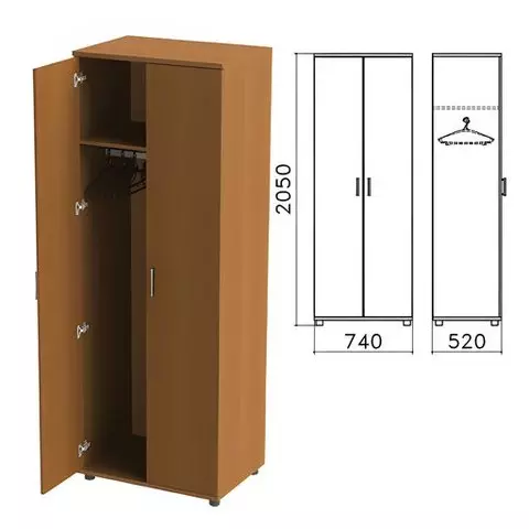 Шкаф для одежды "Монолит" 740х520х2050 мм. цвет орех гварнери