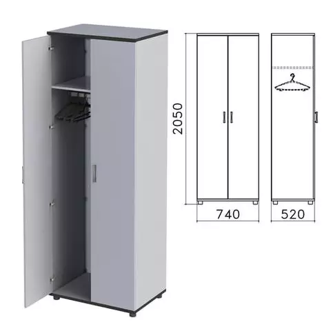 Шкаф для одежды "Монолит" 740х520х2050 мм. цвет серый