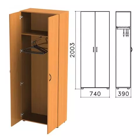 Шкаф для одежды "Фея" 740х390х2000 мм. цвет орех милан