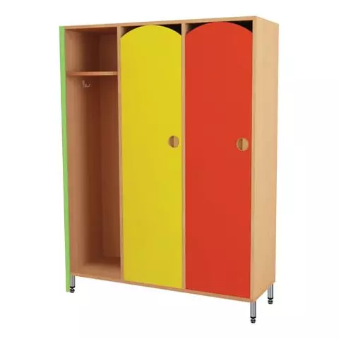 Шкаф для одежды детский 3 отделения 1080х340х1340 мм. бук бавария/цветной фасад