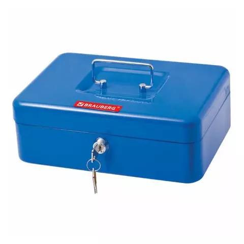 Ящик для денег ценностей документов печатей 90х180х250 мм. ключевой замок синий Brauberg