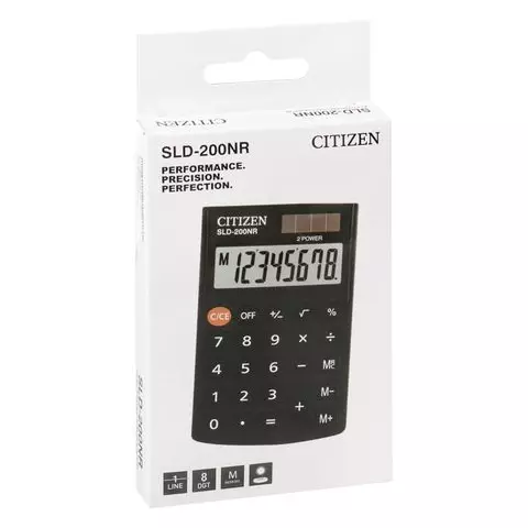 Калькулятор карманный Citizen SLD-200NR 8 разрядов двойное питание 62*98*10 мм. черный