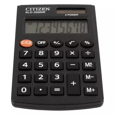 Калькулятор карманный Citizen SLD-200NR 8 разрядов двойное питание 62*98*10 мм. черный