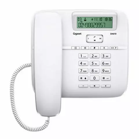 Телефон Gigaset DA611 память 100 номеров АОН спикерфон световая индикация звонка белый