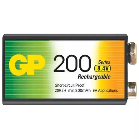 Батарейка аккумуляторная GP Крона (20R8H 6F22) Ni-Mh 200 mAh 1 шт. в блистере 20R8H-2CRU1