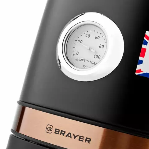 Чайник с термометром Brayer BR1005BK 17 л. 2200 Вт закрытый нагревательный элемент сталь черный
