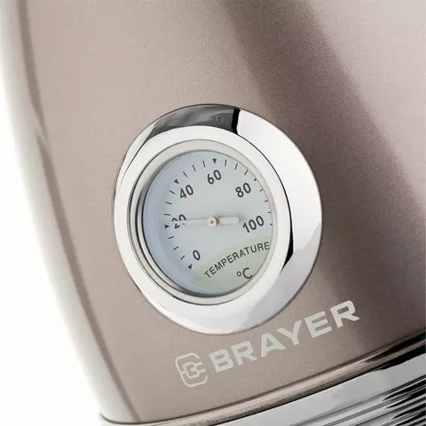 Чайник с термометром Brayer BR1007 17 л. 2200 Вт закрытый нагревательный элемент сталь бежевый