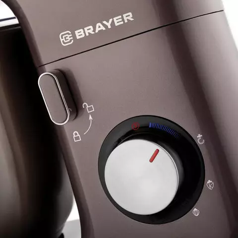 Миксер планетарный Brayer BR1501 1200 Вт 10 скоростей 3 насадки металлическая чаша 8 л. коричневый
