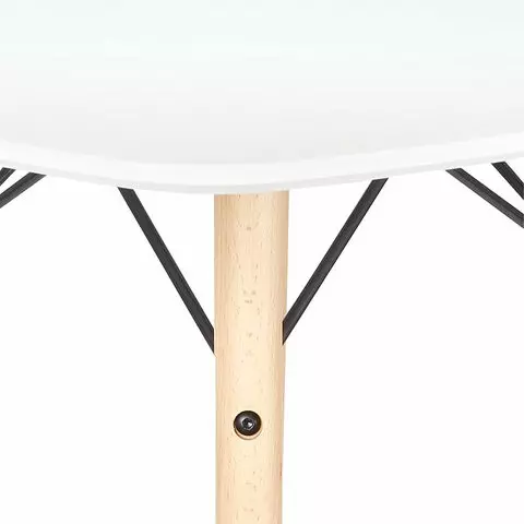 Стол обеденный BRABIX "Eames T-01" круглый диаметр 80 см. опоры дерево пластик белый