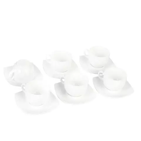 Набор чайный на 6 персон 6 чашек 220 мл. и 6 блюдец белое стекло "Quadrato white" Luminarc