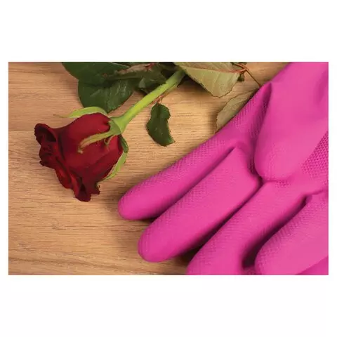 Перчатки резиновые х/б напыление рифленые пальцы размер M "Роза" 70 г. прочные YORK