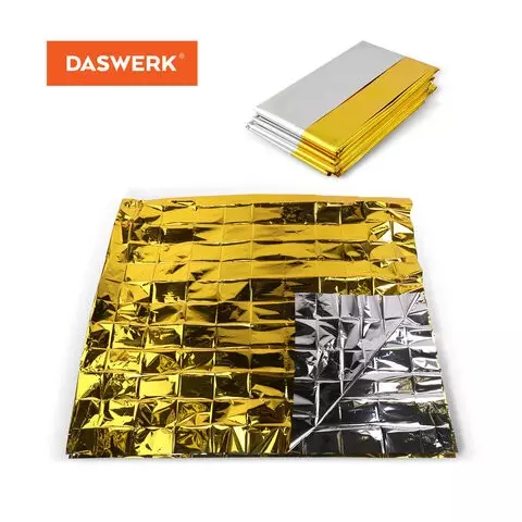 Термоодеяло/покрывало изотермическое серебро/золото спасательное 160х210 см. Daswerk