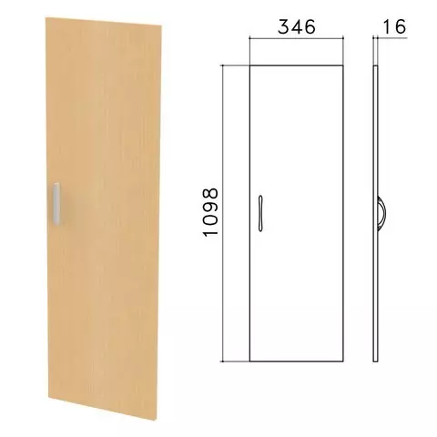 Дверь ЛДСП средняя "Канц" 346х16х1098 мм. цвет бук невский ДК36.10