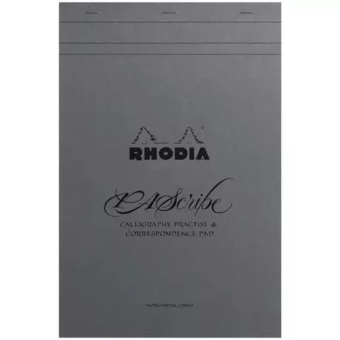 Альбом-склейка для каллиграфии 60 л. А4+ на скобе Clairefontaine "Rhodia Maya" разлиновка 120г./м2 серый блок