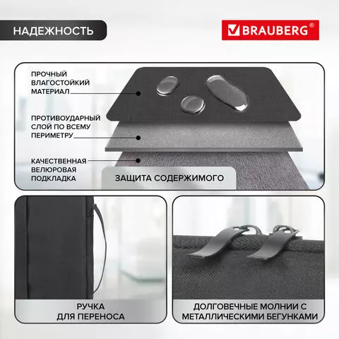 Чехол для ноутбука Brauberg "Option" 13-14'' с ручкой и карманом черный 355х24х25 см.