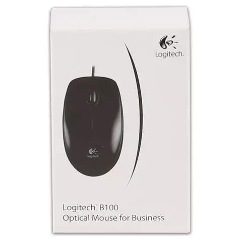Мышь проводная LOGITECH B100 USB 2 кнопки + 1 колесо-кнопка оптическая черная