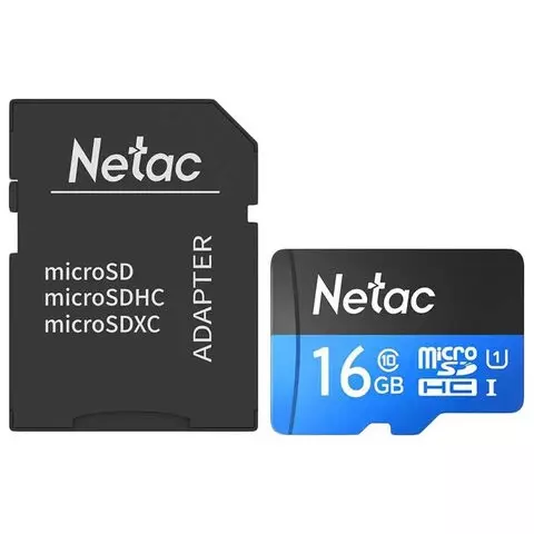 Карта памяти microSDHC 16 ГБ NETAC P500 Standard UHS-I U180 Мб/с (class 10) адаптер NT02P500STN-016G-R