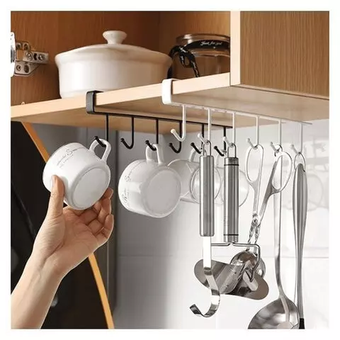Органайзер для шкафов и полок с 6-ю крючками подвесной металлический белый Laima Home