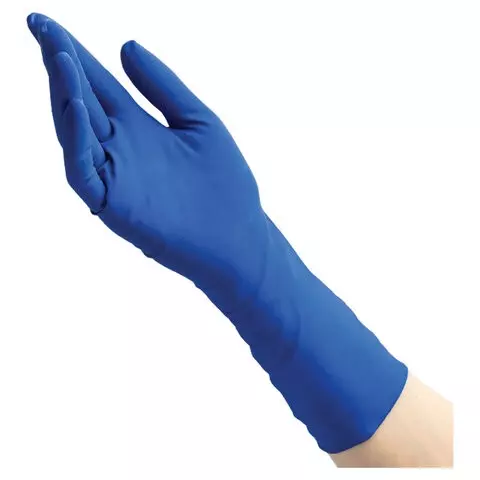 Перчатки латексные смотровые Benovy High Risk 25 пар (50 шт.) размер S (малый) синие