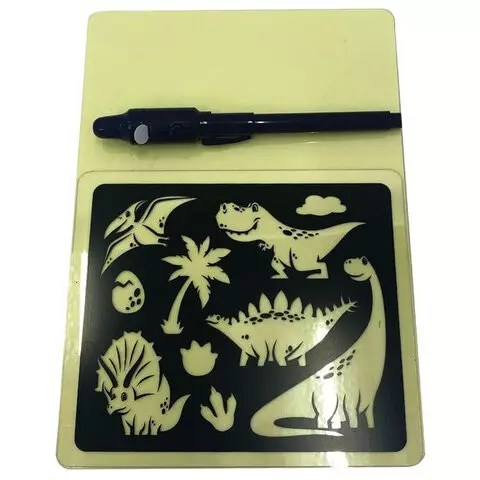 Набор для рисования светом "Динозавры" планшет А5 трафарет флеймер в пакете РИСУЙ СВЕТОМ РС-440