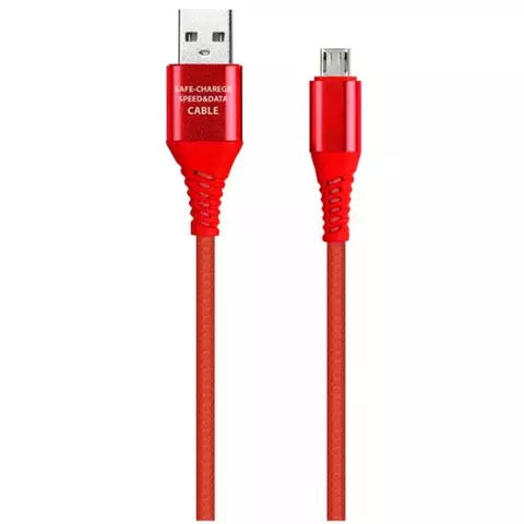 Кабель Smartbuy Gear USB2.0 (A) - microUSB (B) в резиновой оплетке 2A output 1 м. красный