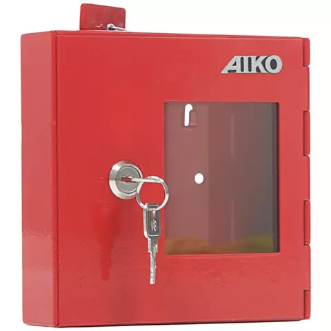 Ключница пожарная Aiko Key-1 Fire на 1 ключ 175*162*40 мм. ключевой замок металл красный со стеклом и молоточком