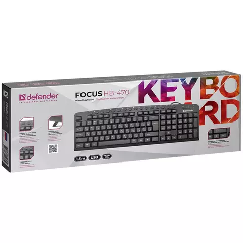 Клавиатура Defender Focus HB-470 мультимедийная черный