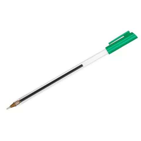 Ручка шариковая Стамм. "РШ 800" зеленая 07 мм. прозрачный корпус