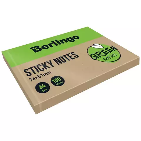 Самоклеящийся блок Berlingo "Green Series" 76*51 мм. 100 л. крафтовая бумага