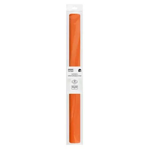 Бумага крепированная Три Совы 50*250 см. 32г./м2 оранжевая в рулоне пакет с европодвесом